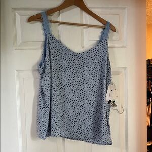 Nordstrom Blue Patterned Camisole with Lace Trim